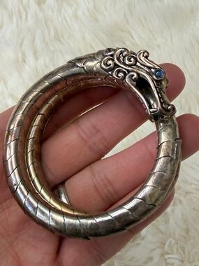 John Hardy Sterling Silver & 18k Gold Double Naga Dragon Coil Bracelet